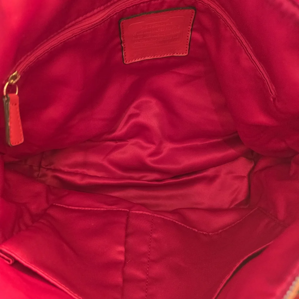 Coach Red Orange Floral Tote_6